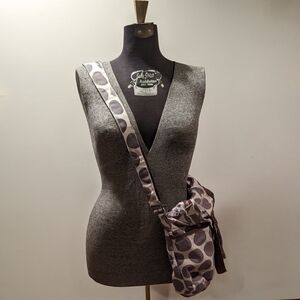 Thirty-One Gray Polka Dot Crossbody Canvas Bag 18"X15"X4"